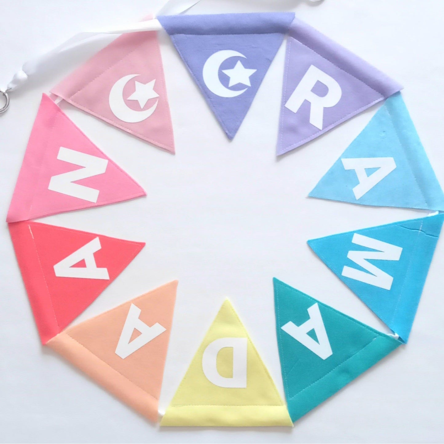 Handmade Ramadaan & Eid Felt Bunting (Double Sided) - Pastel