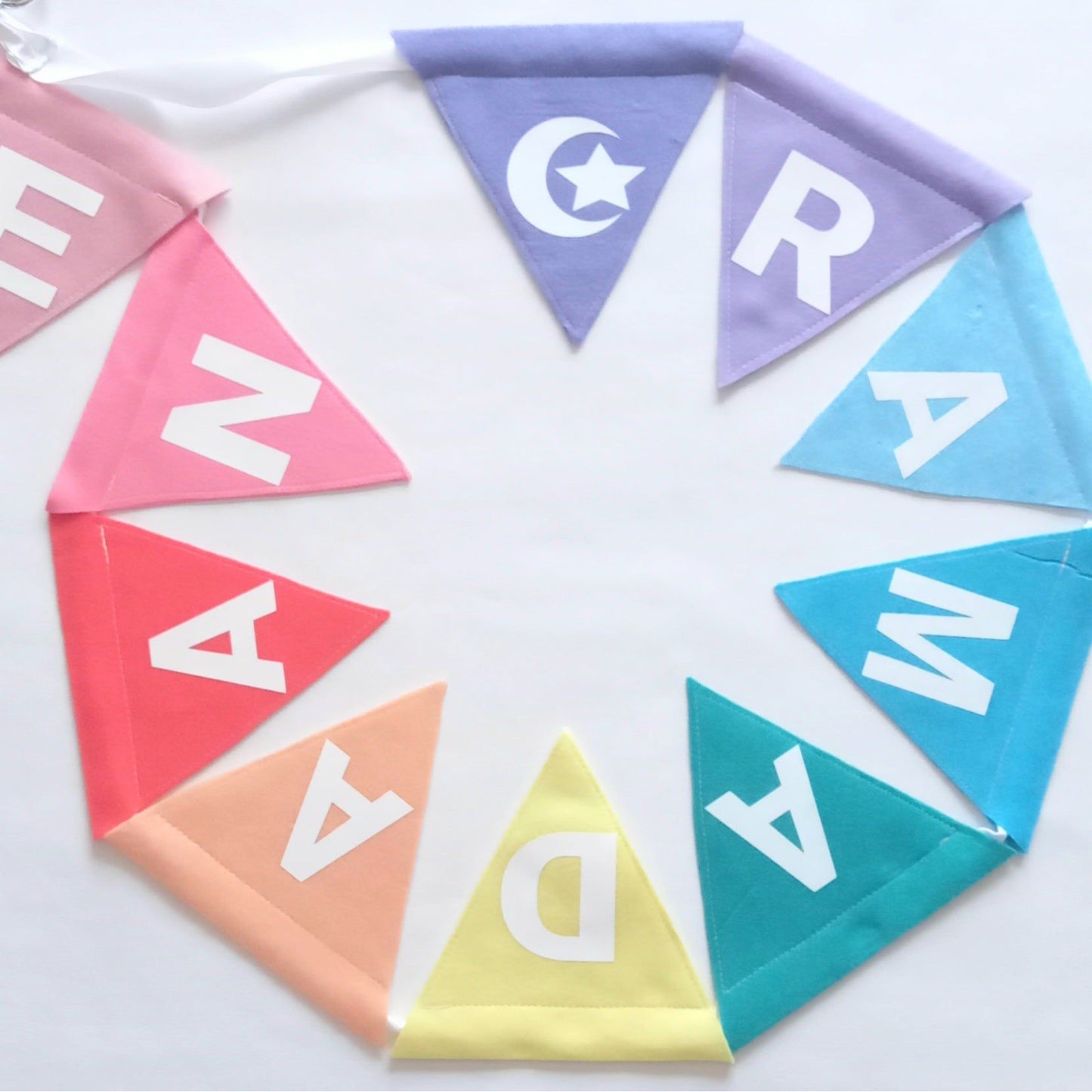 Handmade Ramadaan & Eid Felt Bunting (Double Sided) - Pastel