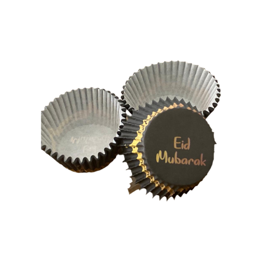 Eid Mubarak Cupcake Wrappers - Black / White (Pack of 25)