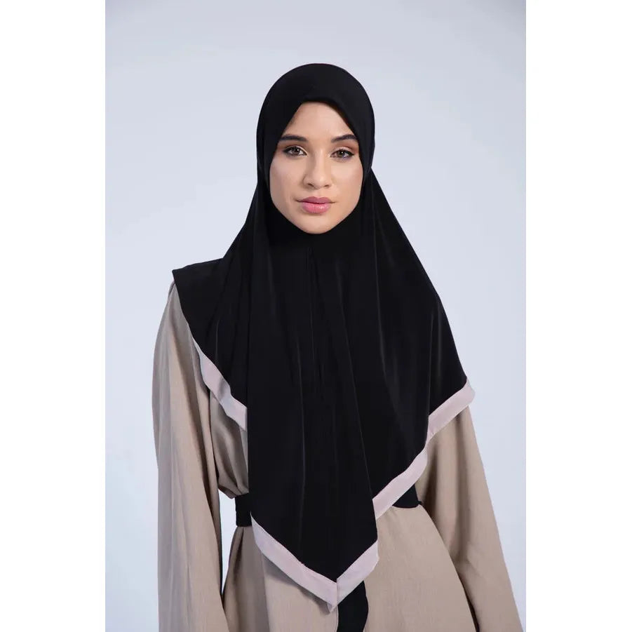 Rahma Wrap Burqa - Full Black With Nude