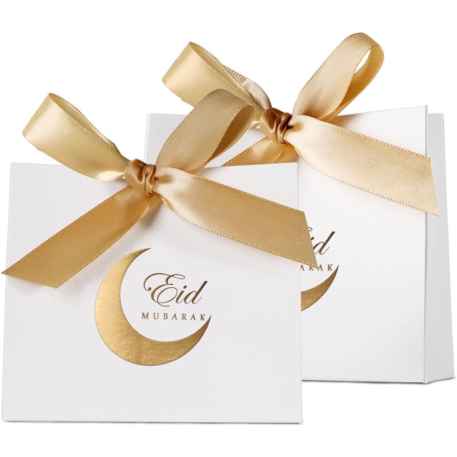 Eid Mubarak Mini Gift Box - White With Gold Moon (Pack of 5)