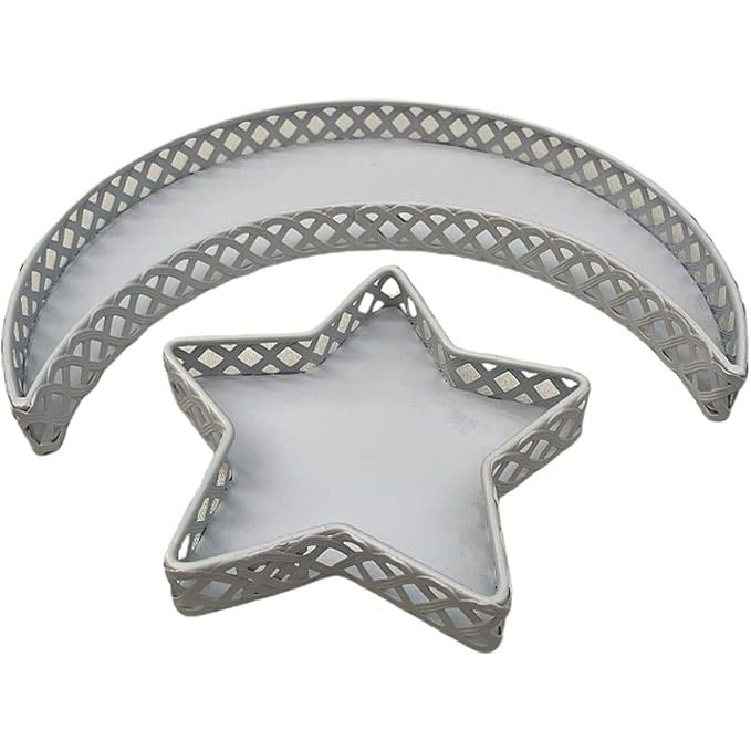 Moon & Star Tray: Metal - White