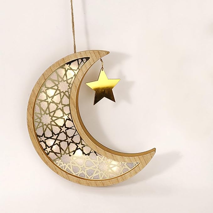 Hanging Light Up Moon with Star