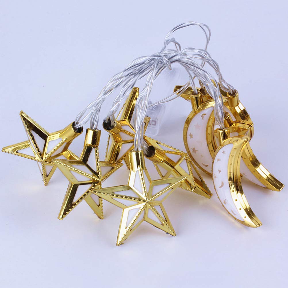 Moon & Star LED String Lights - White & Gold