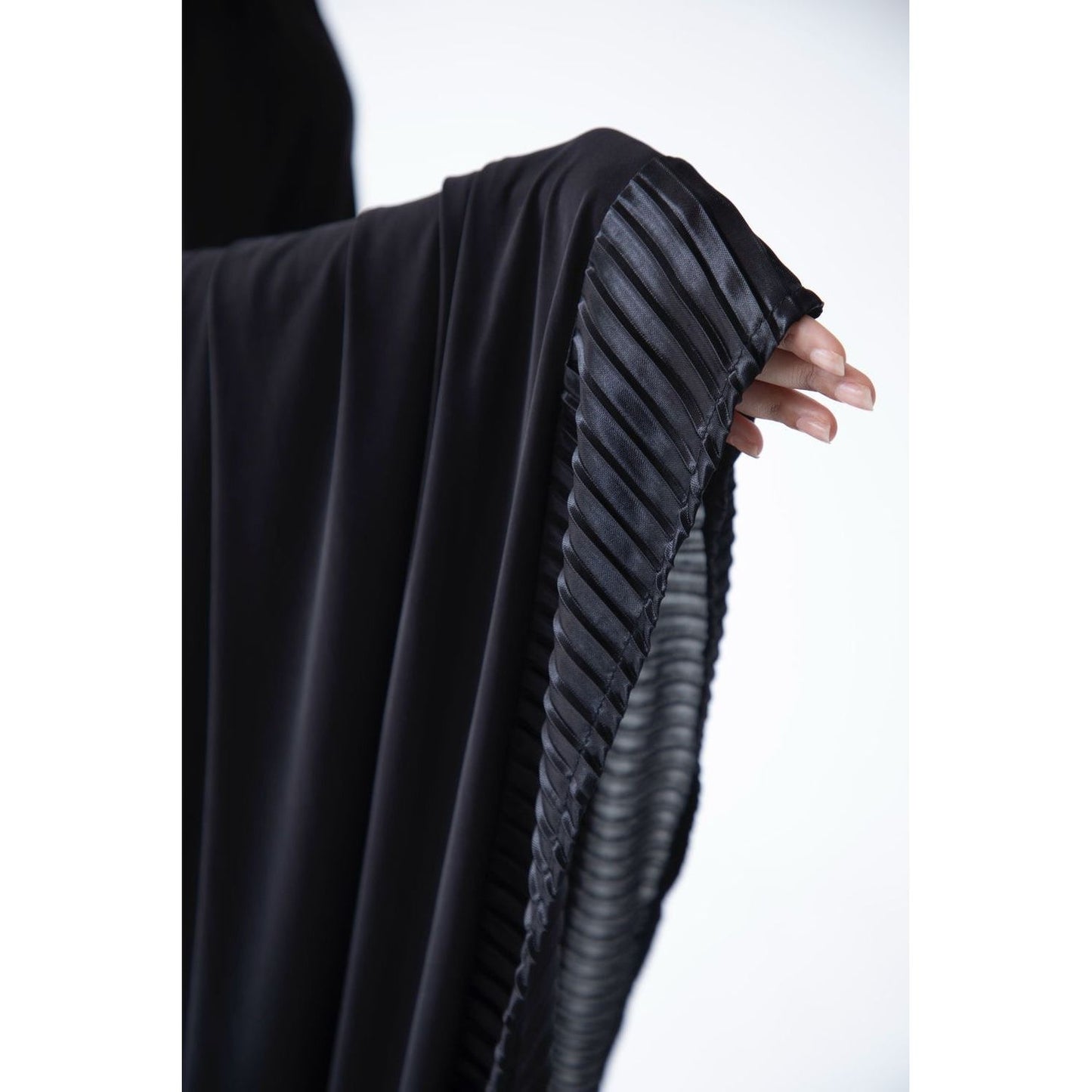 Pocket Burqa - Long Length - Full Black (Plisse)