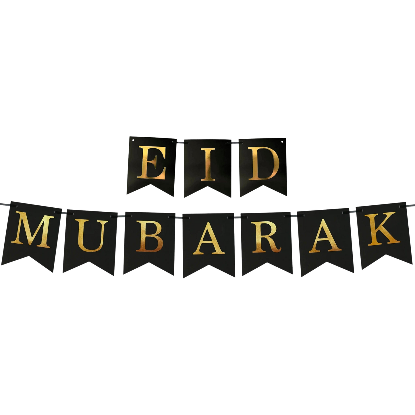 Eid Mubarak Flag Bunting - Black & Gold