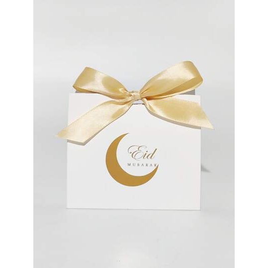 Eid Mubarak Mini Gift Box - White With Gold Moon (Pack of 5)