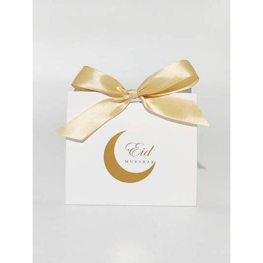 Eid Mubarak Mini Gift Box - White With Gold Moon (Pack of 5)