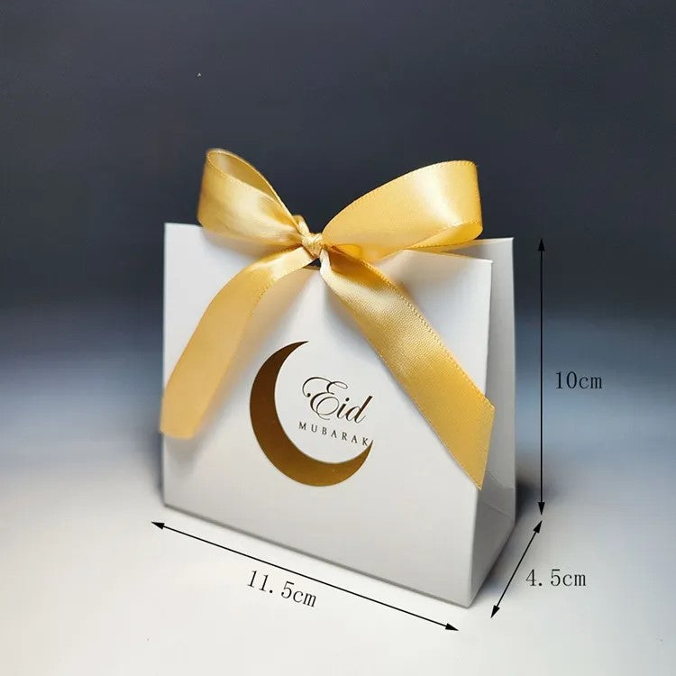 Eid Mubarak Mini Gift Box - White With Gold Moon (Pack of 5)