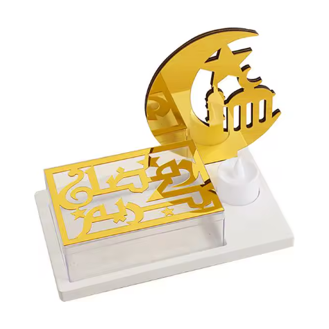 Warehouse Clearance - Ramadan Kareem Tray with Date Holder & Candle: Moon & Star