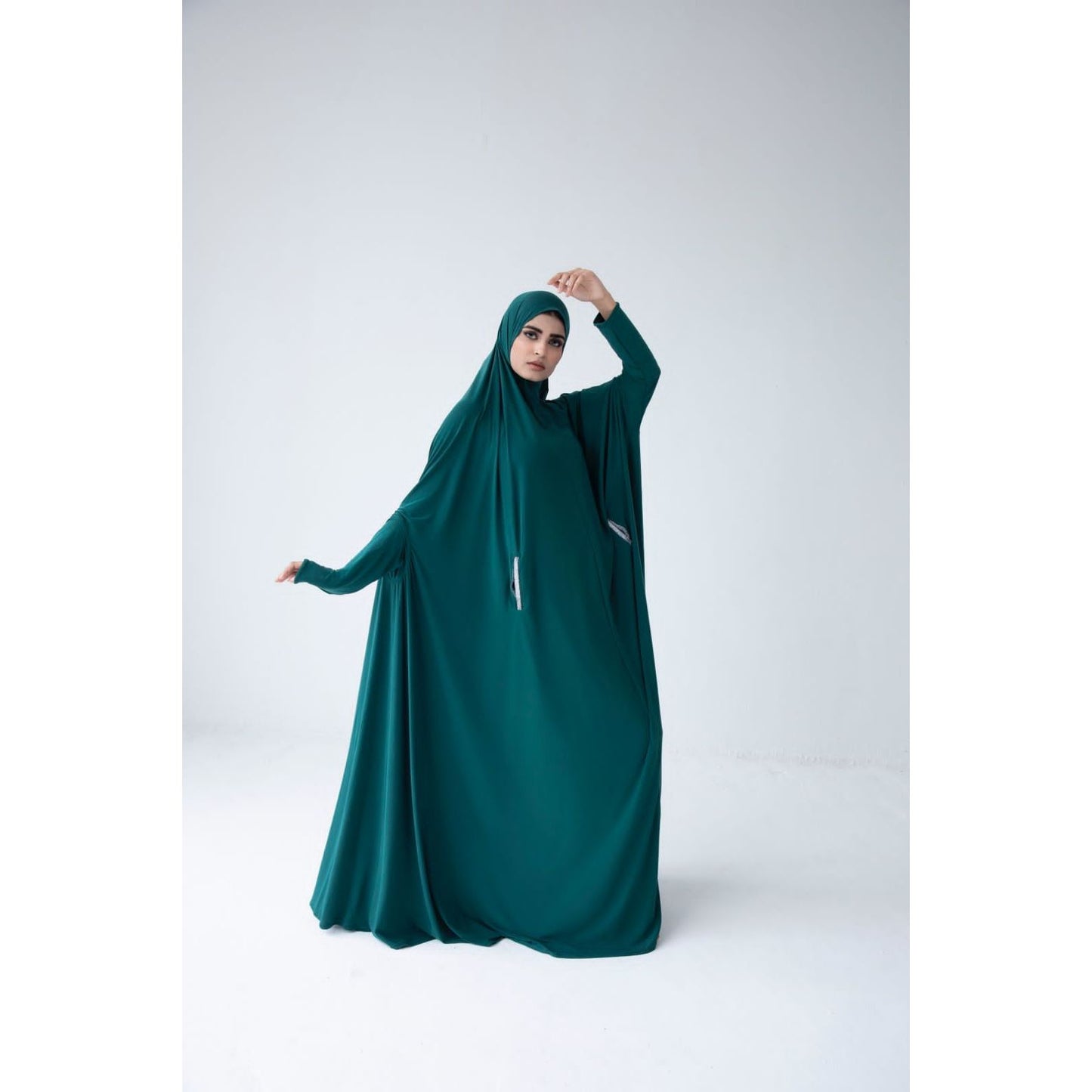 Pocket Burqa With Sleeves - Full Length: Forest Green