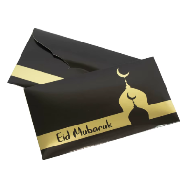 Eid Mubarak Envelopes - Black & Gold (Pack of 10)