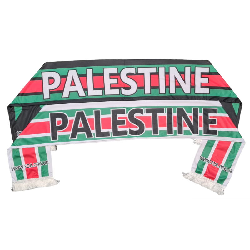 Palestine Flag Football Neck Scarf (Black / White)