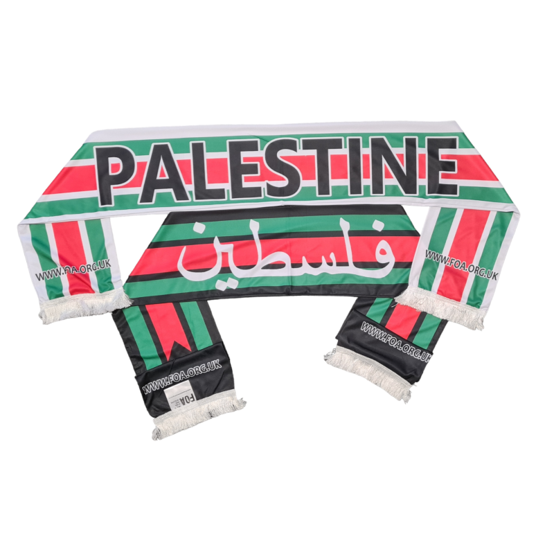 Palestine Flag Football Neck Scarf (Black / White)