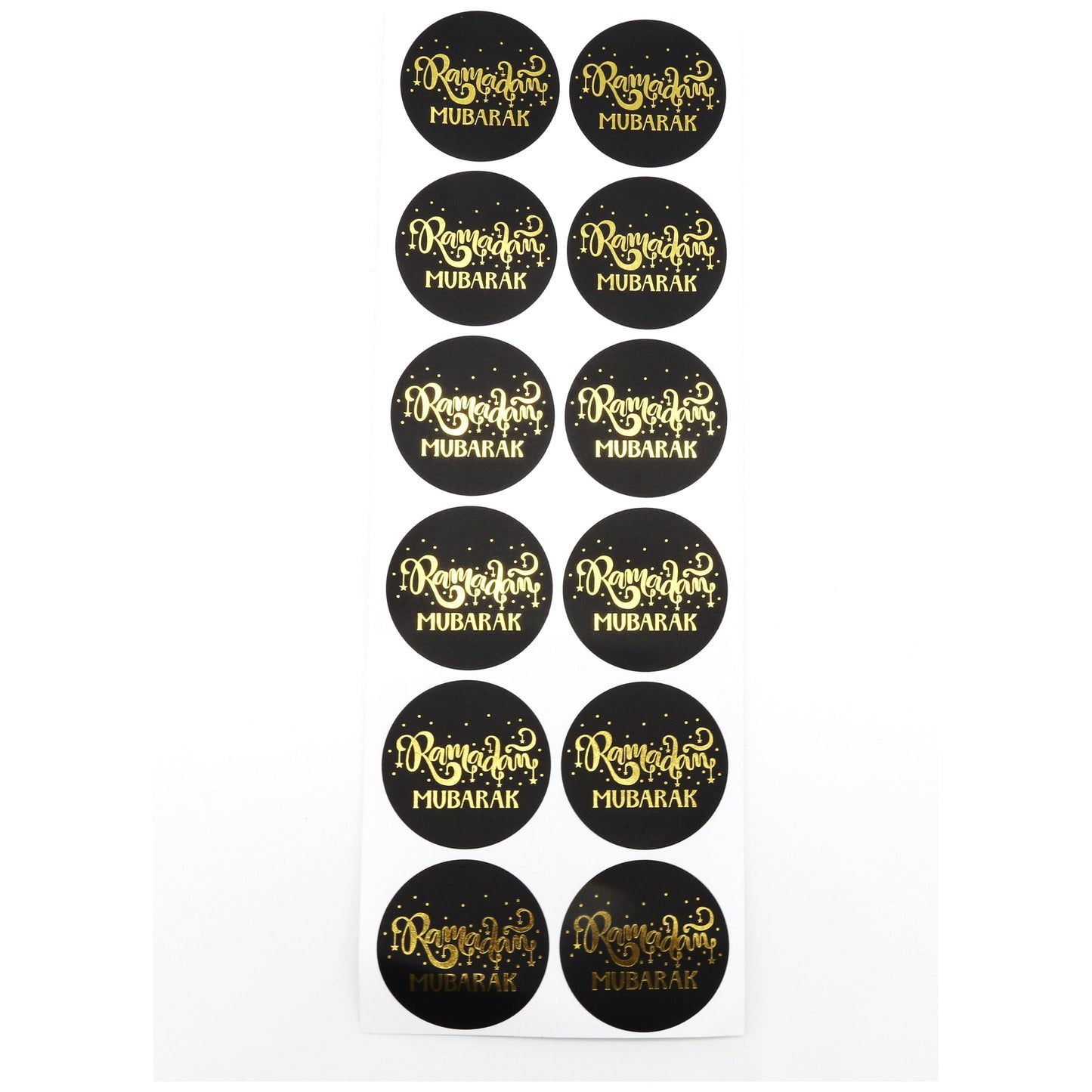 Ramadan Mubarak Stickers - Black & Gold: Pack of 10