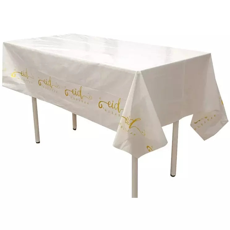 Eid Mubarak Tablecloth - White Marble