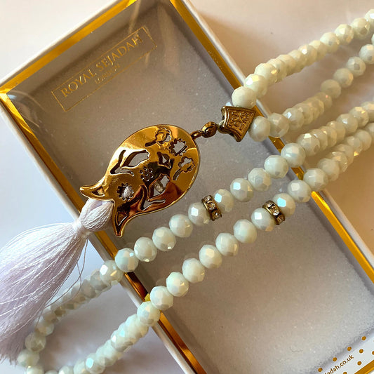 Royal Sejadah - Pearl White Crystal Prayer Beads / Tasbih