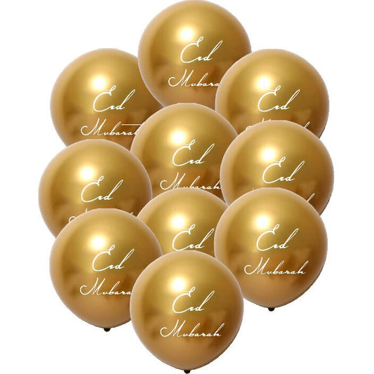 Eid Mubarak Balloon - Gold (Pack of 10)