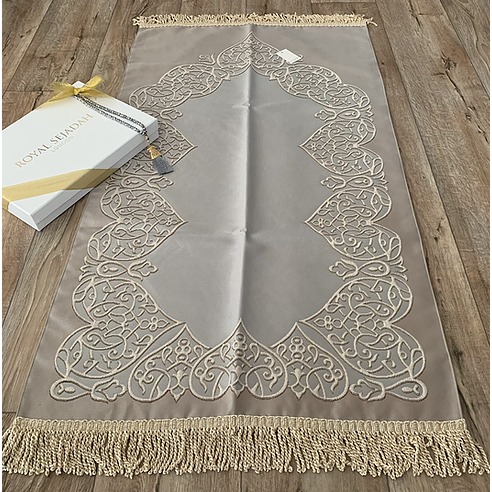 Royal Sejadah - Luxury Prayer Mat & Tasbih - Silver Classic Design